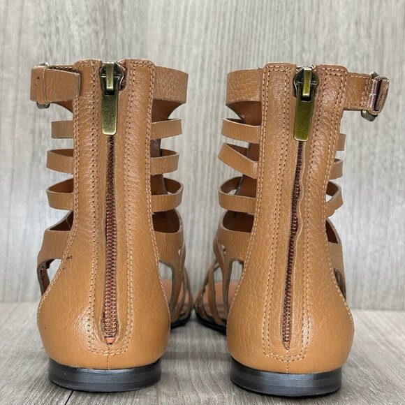 Enzo Angiolini Makalya Gladiator Sandals Women Sz 6M Flat Leather Zip Back Brown - Picture 5 of 12